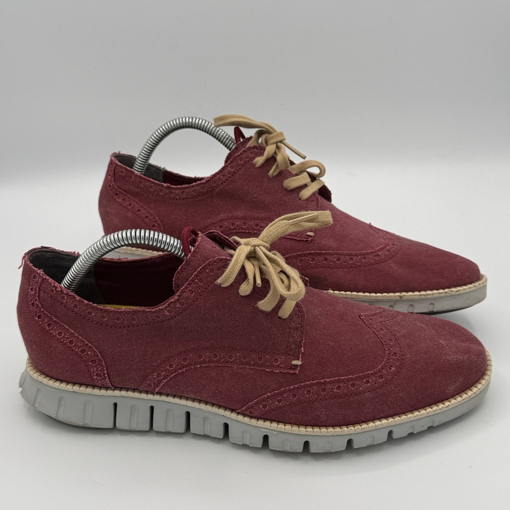 Cole Haan Zerogrand‎ Wingtip Oxford Mens 8.5 Burgundy Canvas C21089 Grand.OS